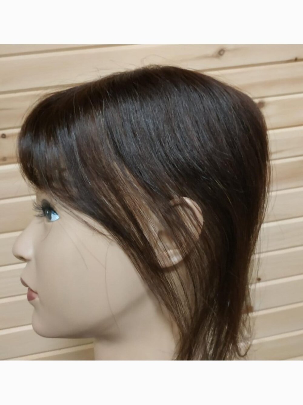 SEGO Pro Human Hair Topper with Side Bangs, 11" - Dark Brown